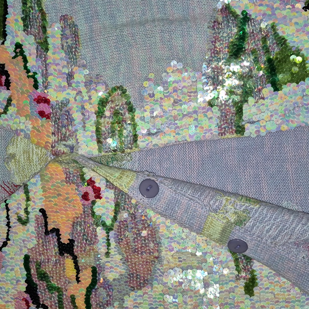 Vintage Storybook Knits Pastel Sequin Cardy..size 1x - Picture 3 of 7